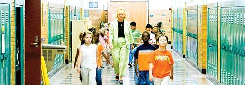 kids in the hallway of a Chicago elementary school